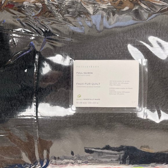 Pottery Barn Bedding Pottery Barn Black Faux Shearling Fur Quilt
